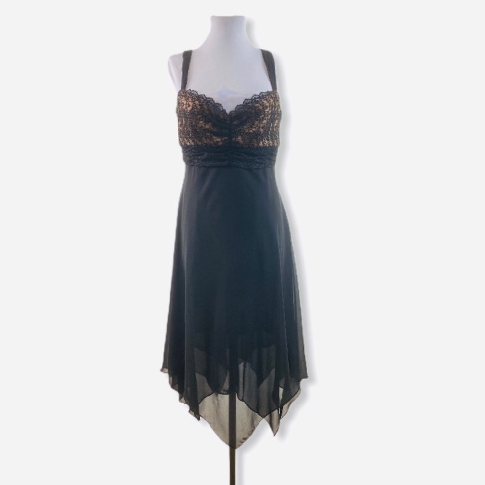 Evan Picone Cocktail Dress Asymmetrical Lace 10